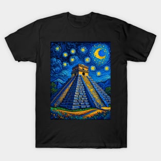 Chichen Itza in Starry Night T-Shirt